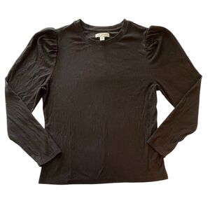 Free Assembly Black Long Sleeve Top with Puffed Shoulders Sz XX-Large